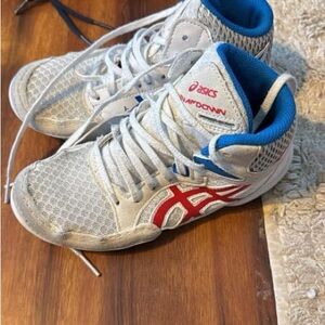 ASICS Kids Wrestling Shoes - White and Blue